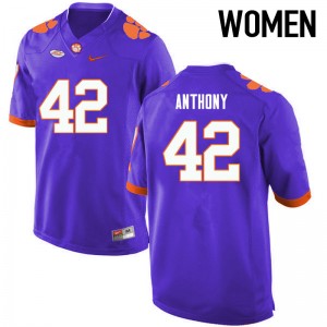 Women Stephone Anthony Purple Clemson College Football #42 Jersey 415907-721