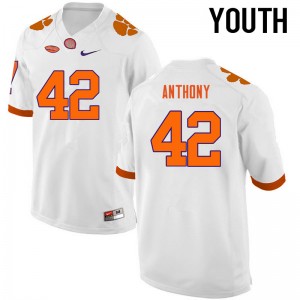 Youth Stephone Anthony White Clemson University College Football #42 Jersey 209776-325