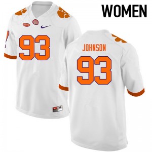 Women Sterling Johnson White Clemson National Championship College Football #93 Jersey 561396-964