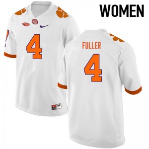 Women Steve Fuller White Clemson College Football #4 Jersey 650983-881