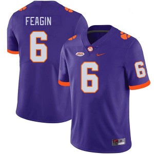 Men Tavoy Feagin Purple Clemson College Football #6 Jersey 381946-445