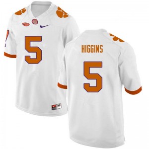 Men Tee Higgins White Clemson University College Football #5 Jersey 473643-423