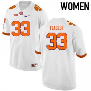 Women Terrence Flagler White Clemson College Football #33 Jersey 280691-309