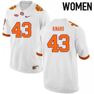 Women Terry Kinard White Clemson University College Football #43 Jersey 970282-967