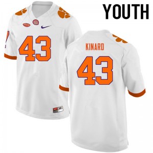 Youth Terry Kinard White Clemson National Championship College Football #43 Jersey 464223-525