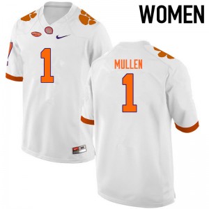 Women Trayvon Mullen White Clemson Tigers College Football #1 Jersey 187442-920