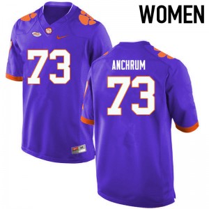 Women Tremayne Anchrum Purple Clemson National Championship College Football #73 Jersey 594748-754