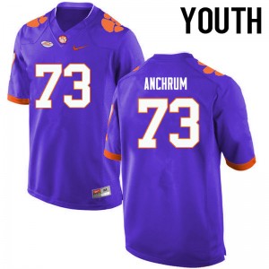 Youth Tremayne Anchrum Purple Clemson College Football #73 Jersey 884150-808