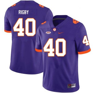 Men Tristen Rigby Purple Clemson Tigers College Football #40 Jersey 454076-629