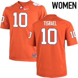 Women Tucker Israel Orange Clemson College Football #10 Jersey 601154-752