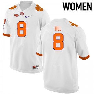 Women Tye Hill White Clemson College Football #8 Jersey 649129-923