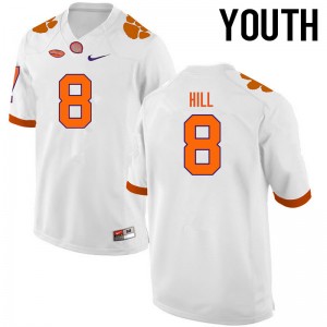 Youth Tye Hill White Clemson College Football #8 Jersey 312642-383