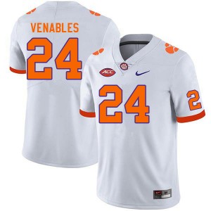 Men Tyler Venables White Clemson Tigers College Football #24 Jersey 613345-236