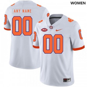 Women Custom White Clemson College Football #00 Jersey 132381-884
