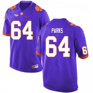 Men Walker Parks Purple Clemson Tigers College Football #64 Jersey 603337-816