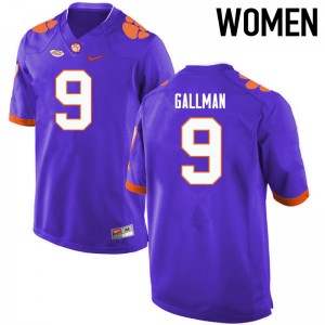 Women Wayne Gallman Purple Clemson National Championship College Football #9 Jersey 110499-197