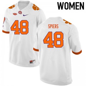 Women Will Spiers White Clemson Tigers College Football #48 Jersey 587365-643