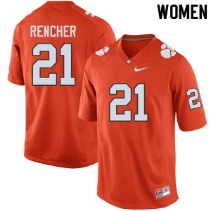 Women Darien Rencher Orange Clemson Tigers College Football #21 Jersey 745333-323