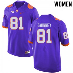 Women Drew Swinney Purple Clemson National Championship College Football #81 Jersey 376486-169