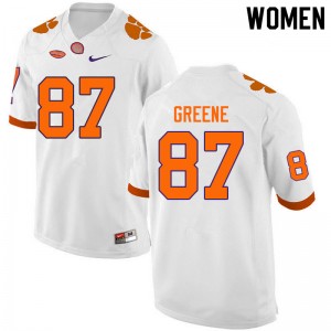 Women Hamp Greene White Clemson College Football #87 Jersey 892324-790