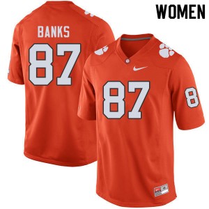 Women J.L. Banks Orange Clemson National Championship College Football #87 Jersey 218773-128
