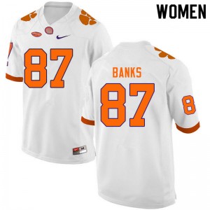 Women J.L. Banks White Clemson National Championship College Football #87 Jersey 469571-474