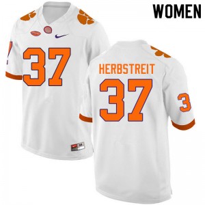 Women Jake Herbstreit White Clemson College Football #37 Jersey 144048-532