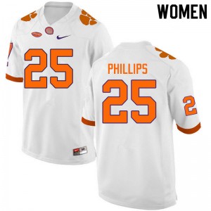 Women Jalyn Phillips White Clemson University College Football #25 Jersey 641271-953