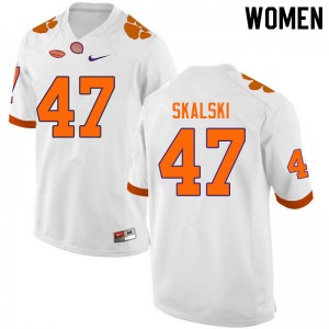 Women James Skalski White Clemson College Football #47 Jersey 718871-785