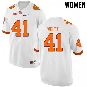 Women Jonathan Weitz White Clemson University College Football #41 Jersey 546984-905