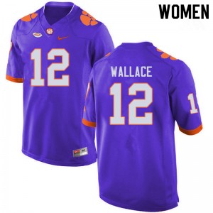 Women K'Von Wallace Purple Clemson National Championship College Football #12 Jersey 987934-510