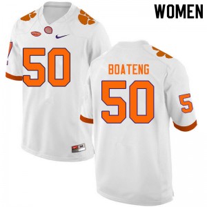 Women Kaleb Boateng White Clemson Tigers College Football #50 Jersey 912400-869