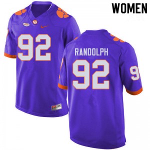 Women Klayton Randolph Purple Clemson Tigers College Football #92 Jersey 270448-884