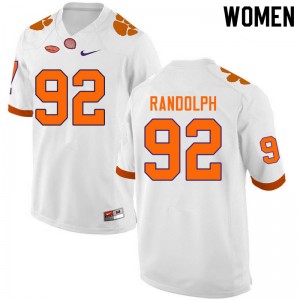 Women Klayton Randolph White Clemson College Football #92 Jersey 224935-220