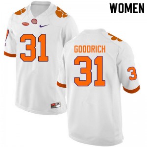 Women Mario Goodrich White Clemson University College Football #31 Jersey 746159-905