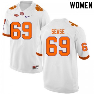 Women Marquis Sease White Clemson Tigers College Football #69 Jersey 557076-543