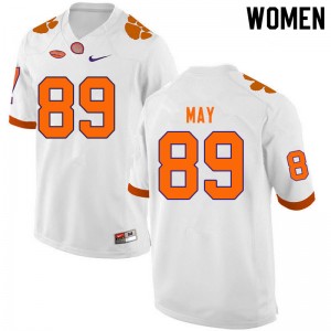 Women Max May White Clemson University College Football #89 Jersey 596564-615