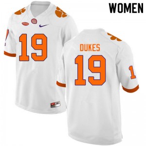 Women Michel Dukes White Clemson College Football #19 Jersey 449404-417