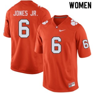 Women Mike Jones Jr. Orange Clemson College Football #6 Jersey 582083-202