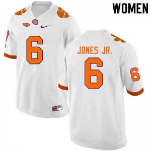 Women Mike Jones Jr. White Clemson University College Football #6 Jersey 560850-966