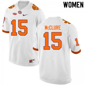 Women Patrick McClure White Clemson College Football #15 Jersey 452183-840