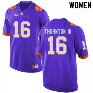 Women Ray Thornton III Purple Clemson Tigers College Football #16 Jersey 492672-702