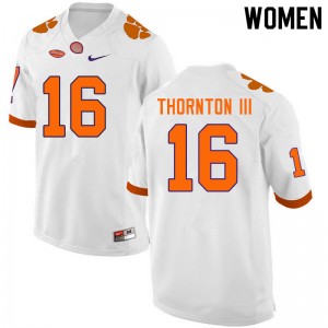 Women Ray Thornton III White Clemson University College Football #16 Jersey 602891-487