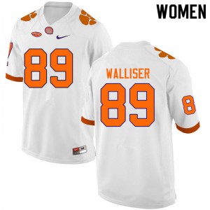 Women Tristan Walliser White Clemson University College Football #89 Jersey 501043-471