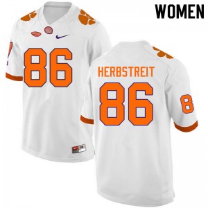 Women Tye Herbstreit White Clemson National Championship College Football #86 Jersey 197599-660