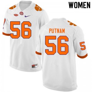 Women Will Putnam White Clemson Tigers College Football #56 Jersey 731683-859