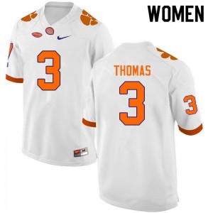 Women Xavier Thomas White Clemson National Championship College Football #3 Jersey 244937-946
