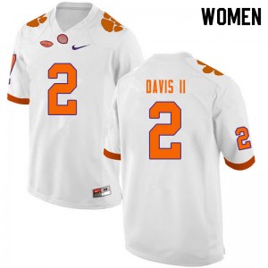 Women Fred Davis II White Clemson National Championship College Football #2 Jersey 948972-813