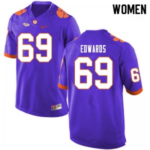 Women Jacob Edwards Purple Clemson National Championship College Football #69 Jersey 347042-350