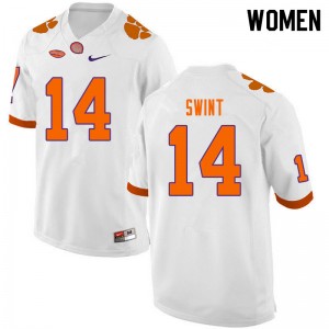 Women Kevin Swint White Clemson University College Football #14 Jersey 360647-558